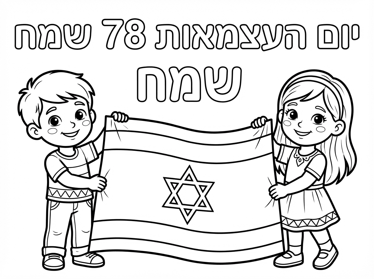 אפשר בבקשה תמונה של ילדים מחזיקים דגל ישראל עם הכיתוב
 יום העצמאות 78 שמח