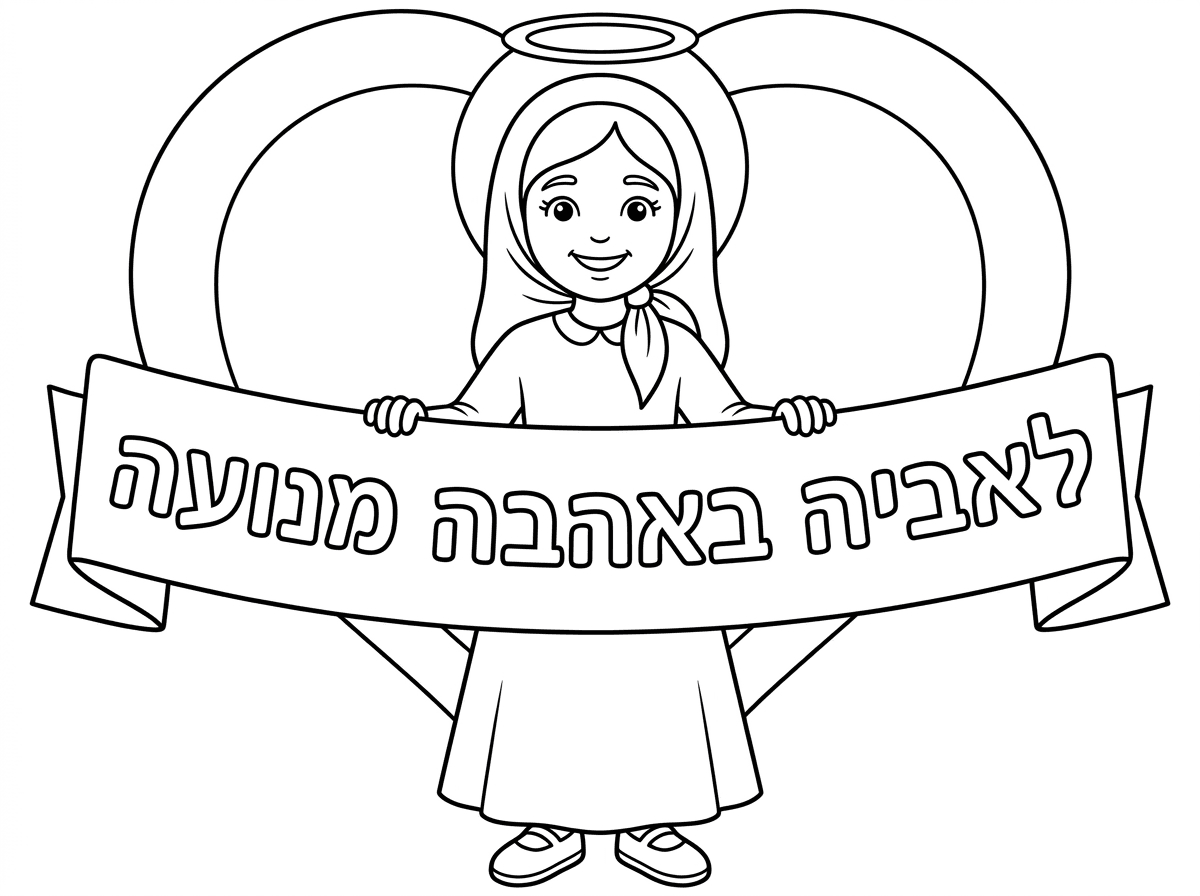 היי אתה יכול לעשות לי דף צביעה של ילדה דתיה 
ולרשום לי לאביה באהבה מנועה