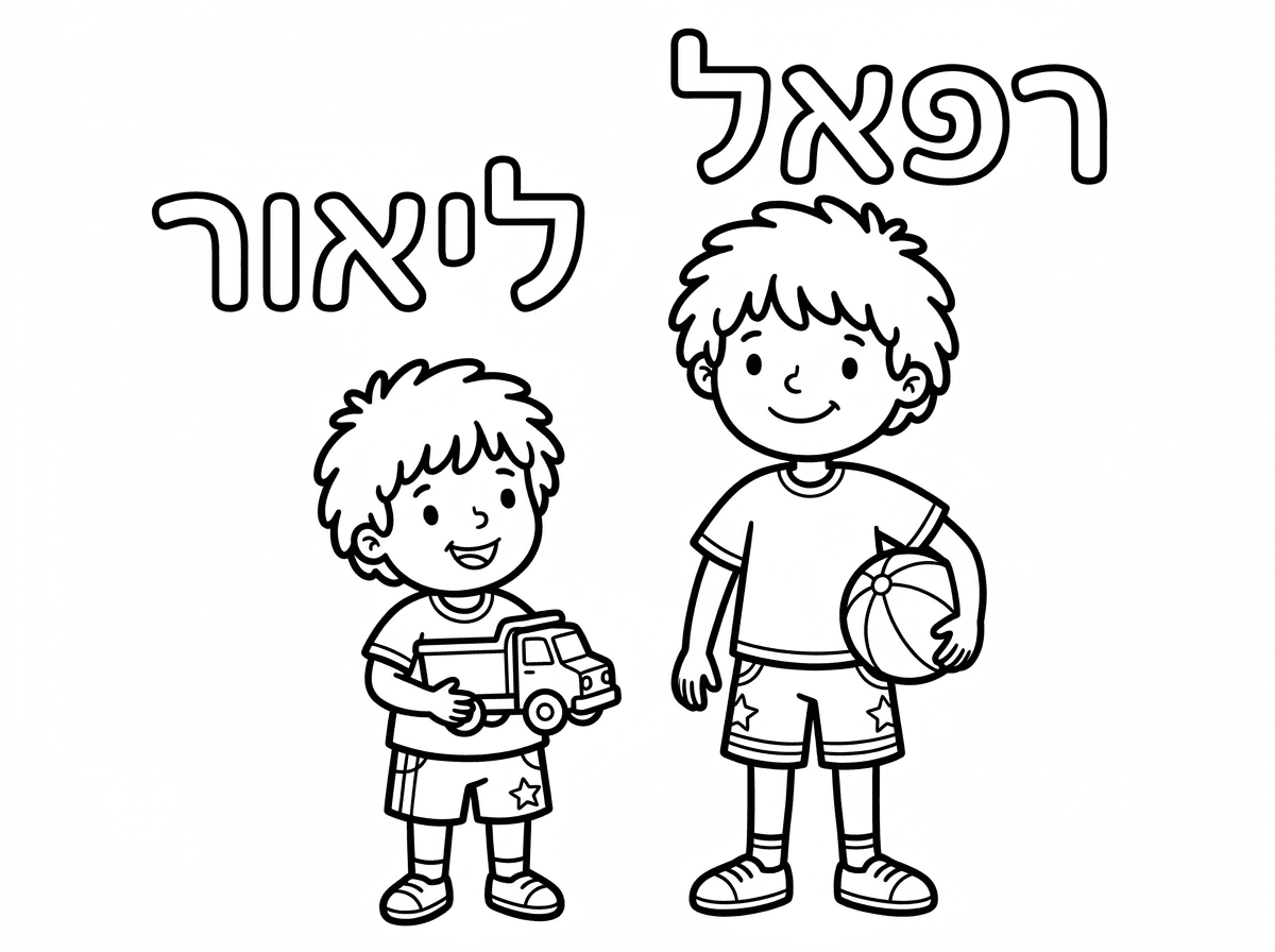 אני רוצה שהשמות שלהם יהיו כתובים בעברית ושהשיער של ליאור יהיה זהה לשיער של רפאל