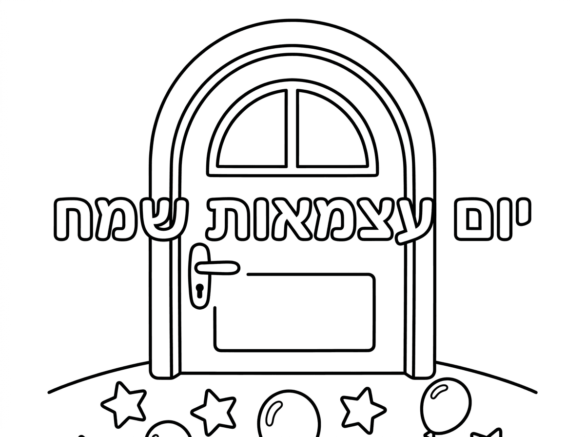 תן לי דף צביעה דלת שכתוב על הדלת יום עצמעות שמח