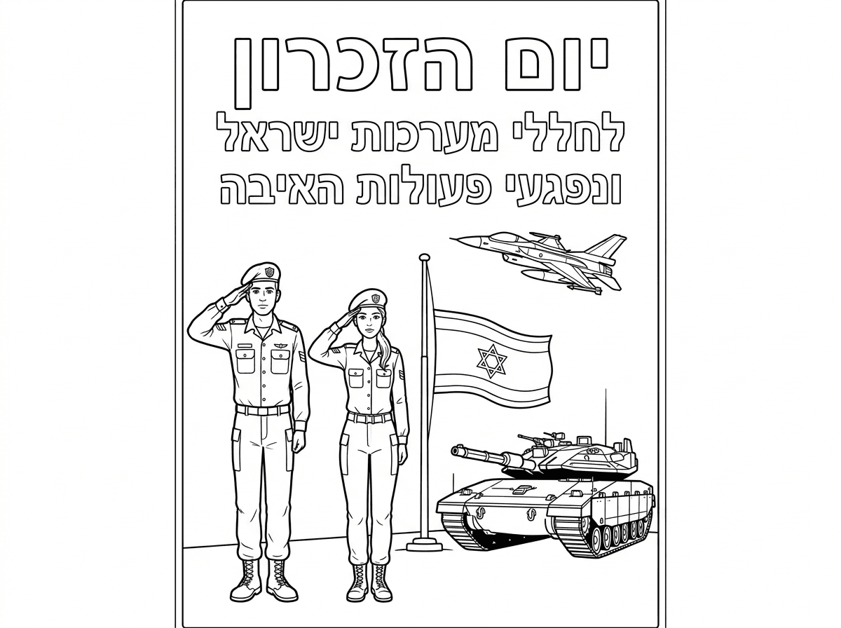 אנא  דאג שהכיתוב בשורה השניה והשלישי של יהיו מעט  קטנות יותר מהכיתוב בשורה הראשונה. בנוסף אנא הראה את כל הגוף של החיילים וברקע שיהיה בשמיים מטוס קרב ובצד החייל והחיילת המצדיעים ליד הדגל בחצי התורן  יעמוד טנק