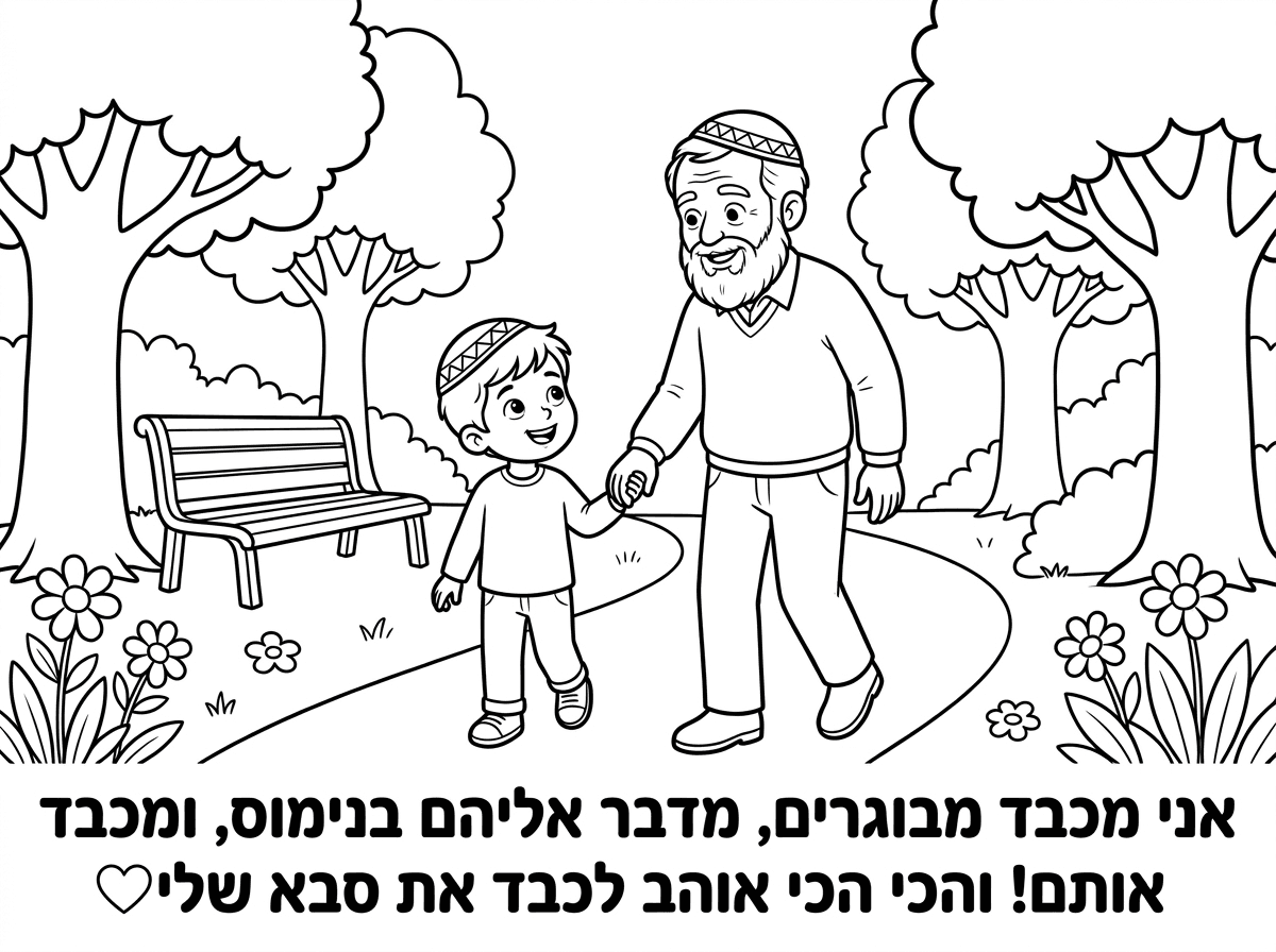 לא תוכל ממש לחקות את אותו ציור? וגם לשים לילד ולסבא כיפה