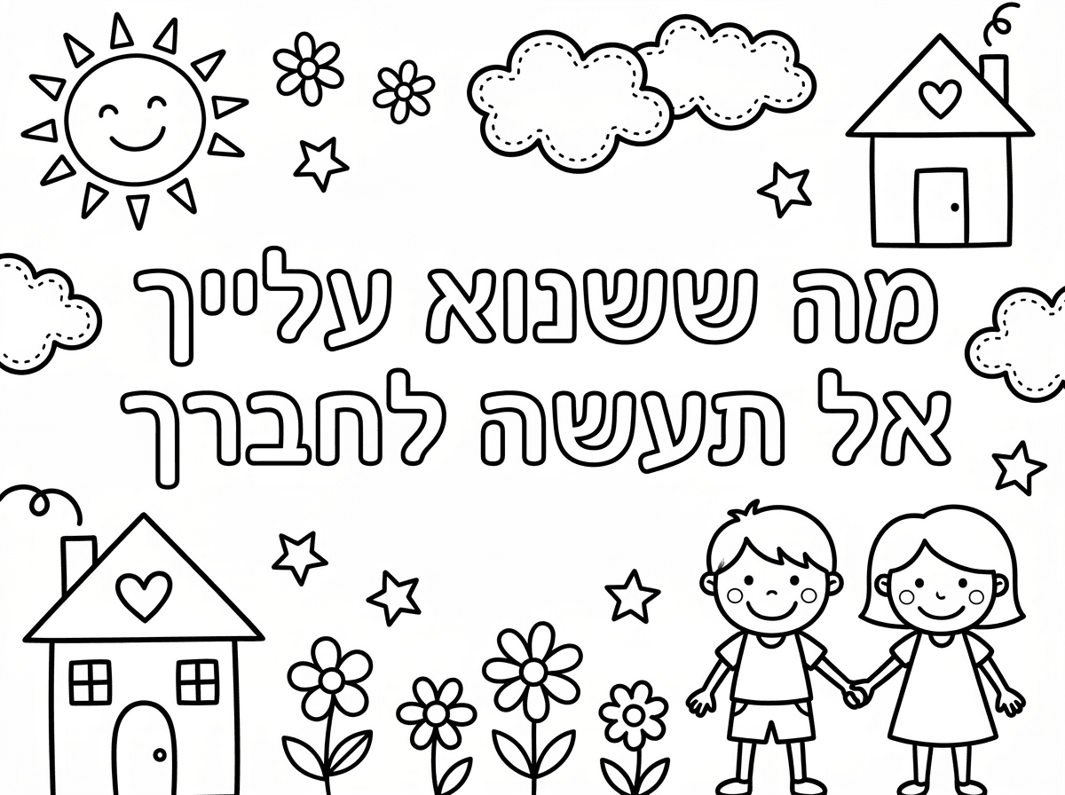 תיצור לי כרזה לצביעה לרוחב עם המילים מה ששנוא עלייך על תעשה לחברך בלי הרבה אלמנטים