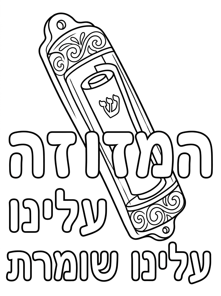 עכשיו, לאורך בנושא מזוזה, מזוזה גדולה באמצע הדף, שיהיה רשום המזוזה עלינו שומרת.