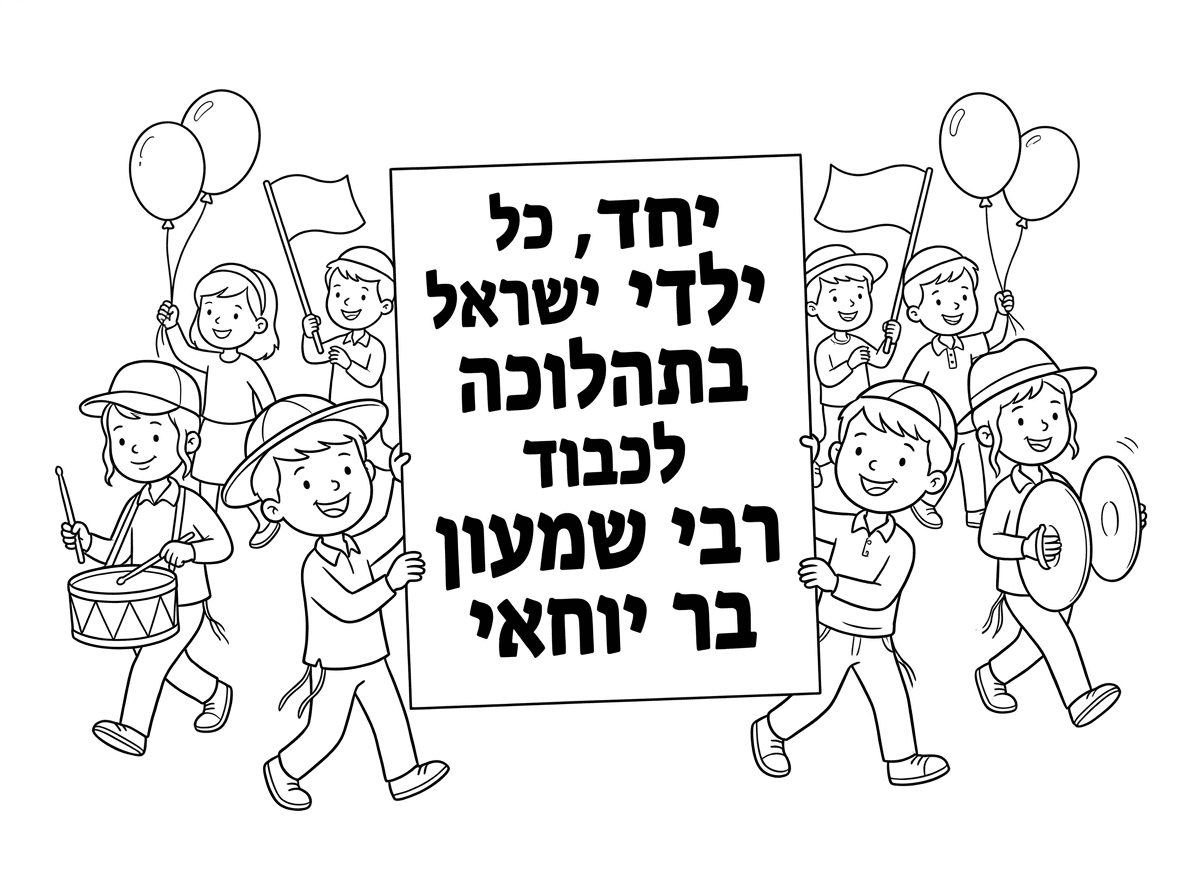 בבקשה שיהיה רשום בשלט
יחד כל ילדי ישראל בתהלוכה לכבוד רבי שמעון בר יוחאי