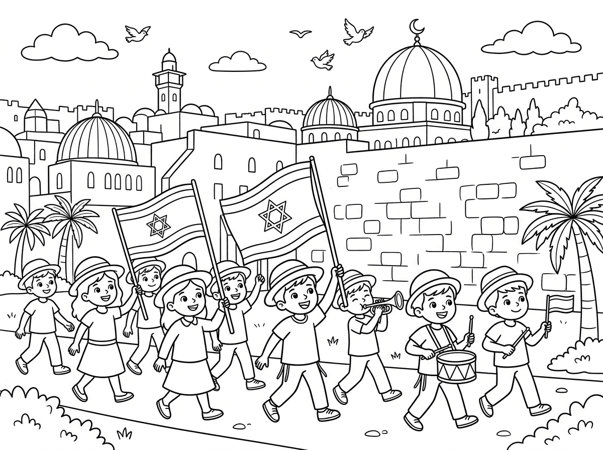 דף צביעה ליום ירושליים