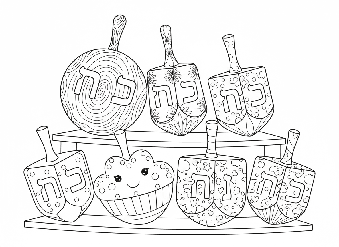 אוסף סביבונים בעיצובים שונים - אוסף סביבונים יפה מחומרים ועיצובים שונים: עץ, כסף, קרמיקה, זכוכית, צבועים, כל אחד עם אותיות עבריות, מוצגים על מדף, צבעוני ומגוון