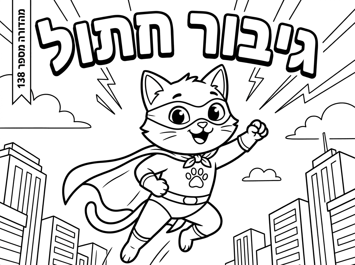 תיצור לי ציור כמו כריכה של קומיקס שהשם שלו 'גיבור חתול' וכתוב בצד מהדורה מספר 138 ויש ציור של חתול גיבור על באמצע
