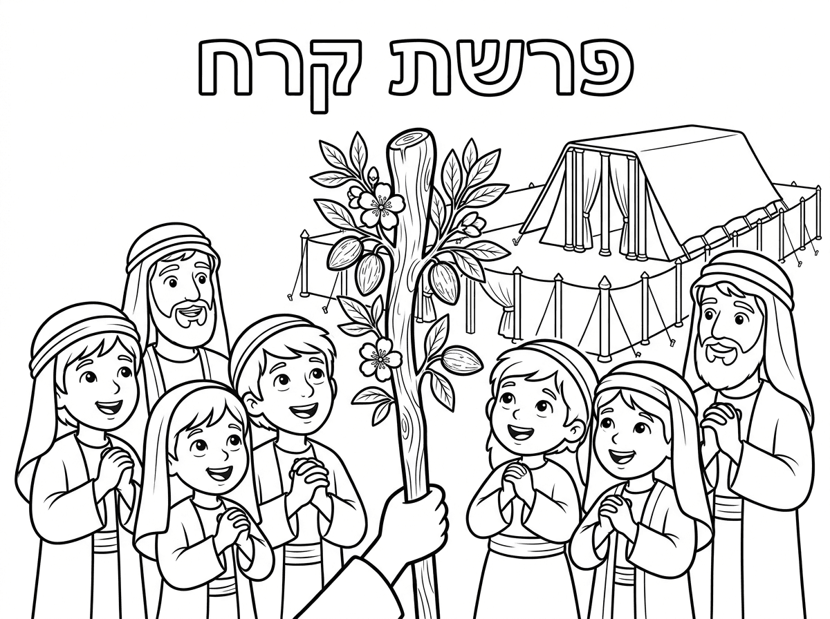 🌿 רעיון יפה ועדין: מטה אהרן שפרח
הכי מומלץ לילדים.
מטה אהרן עם פרחים ושקדים 🌸
בני ישראל מסתכלים בהתפעלות
אפשר להוסיף את המשכן ברקע
כותרת: פרשת קרח


תוכל להכין לי את הדף צביעה הזה?