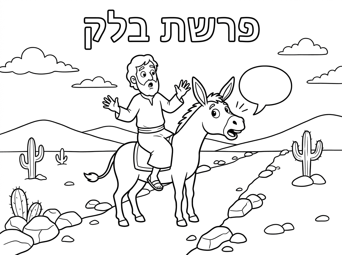 בלעם רוכב על אתון באמצע דרך מדברית צרה
והאתון מדברת ולא זזה

כןתרת: פרשת בלק
