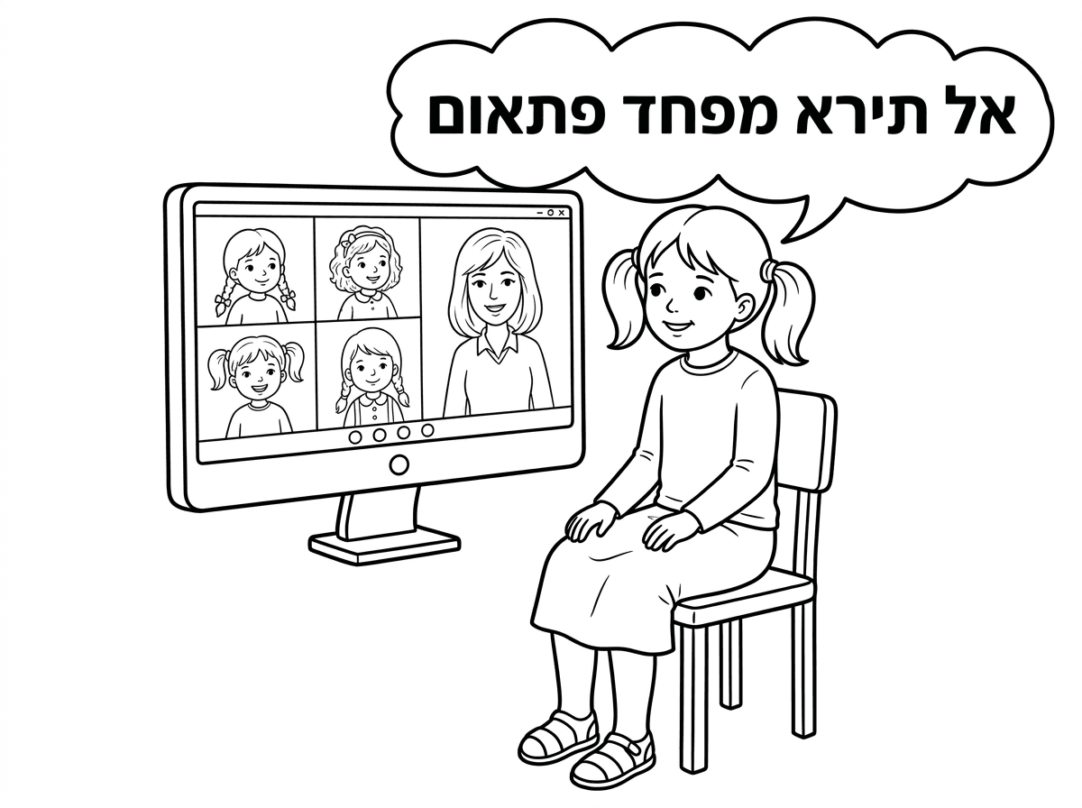אותו דבר 
במסך רואים הרבה ילדות
וגננת עם פאה עד הכתף

בענן כתוב:
אל תירא מפחד פתאום