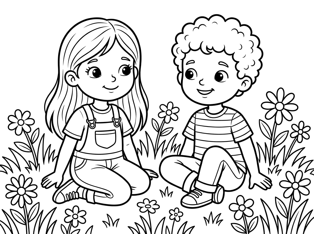 צור העתק מדוייק של הילדים שבתמונה כדף ציור