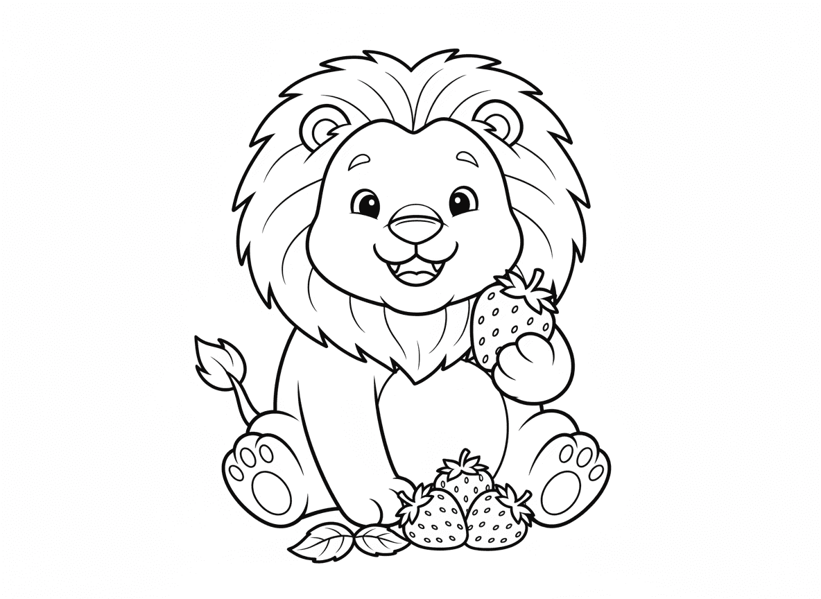אריה שאוהב לאכול תות