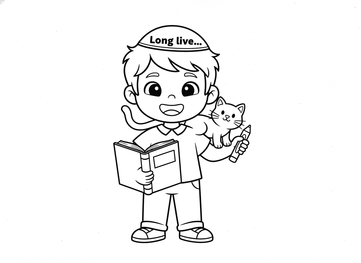 תוסיף לו כיפה עם הכיתוב '' יחי... ''