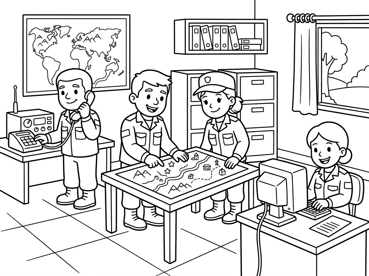 חיילים בתוך מיפקדה