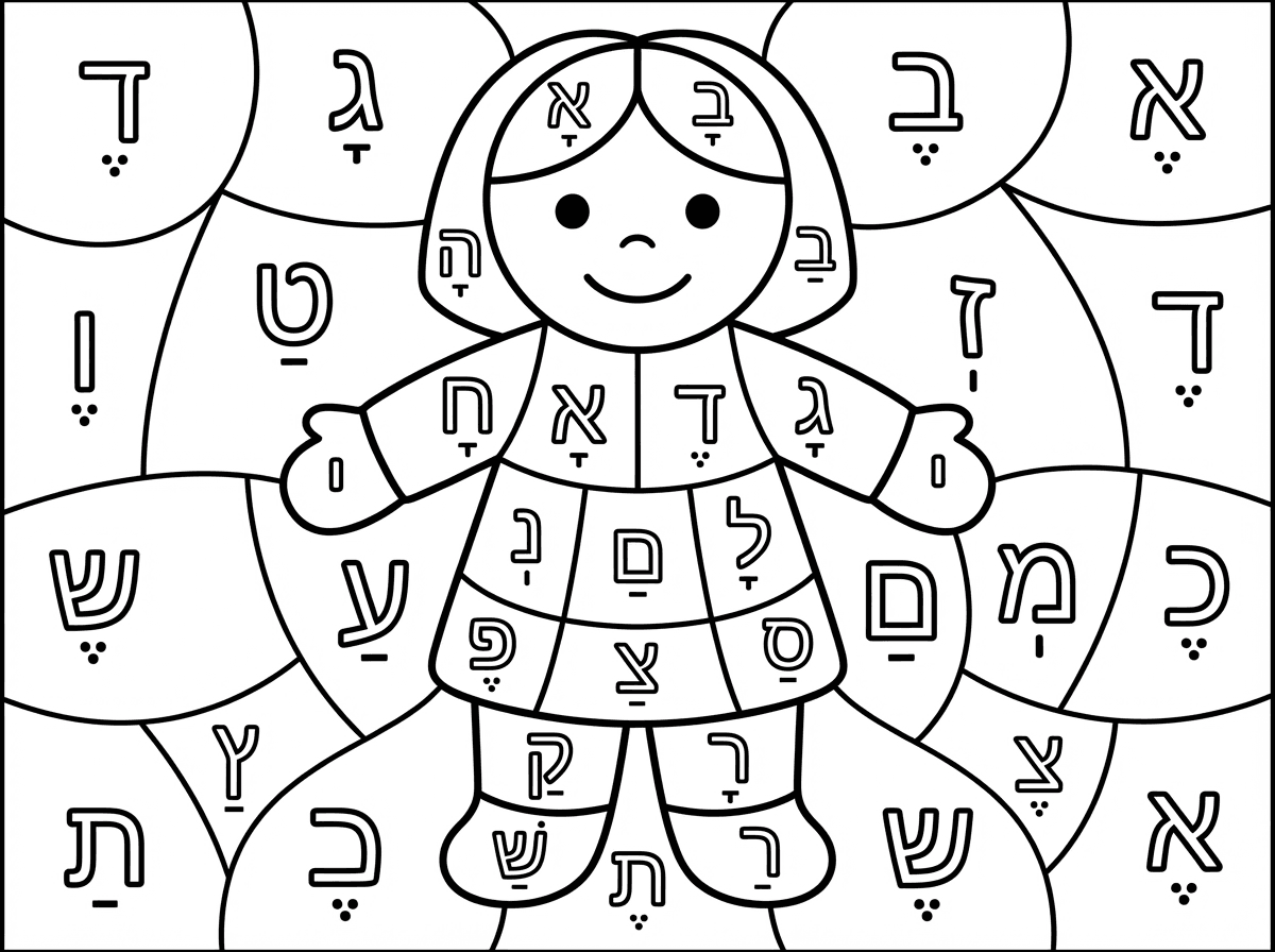 תוכל להכין דף צביעה של בובה מחולקת לחלקים. בכל חלק של הבובה אות עם קמץ. מחוץ לבובה הדף גם מחולק לחלקים אבל שם אותיות עם סגול. ?
ן