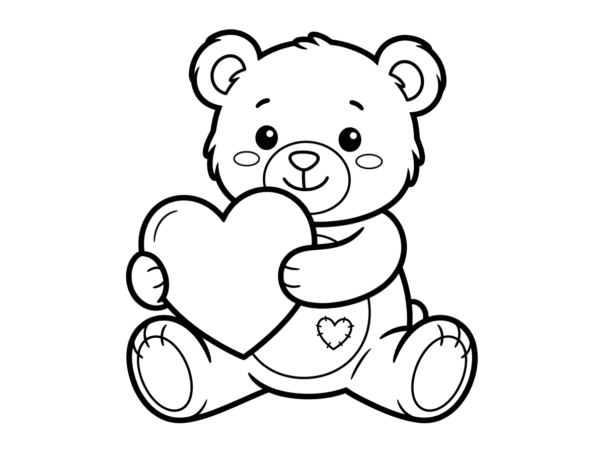 דובון קטן וממולא יושב ומחזיק לב גדול בזרועותיו הקטנות, עיניו כפתוריות ומחייך חיוך ביישני. על בטנו תפור לב קטן ואוזניו עגולות ורכות. סגנון של בובת פרווה חמודה.