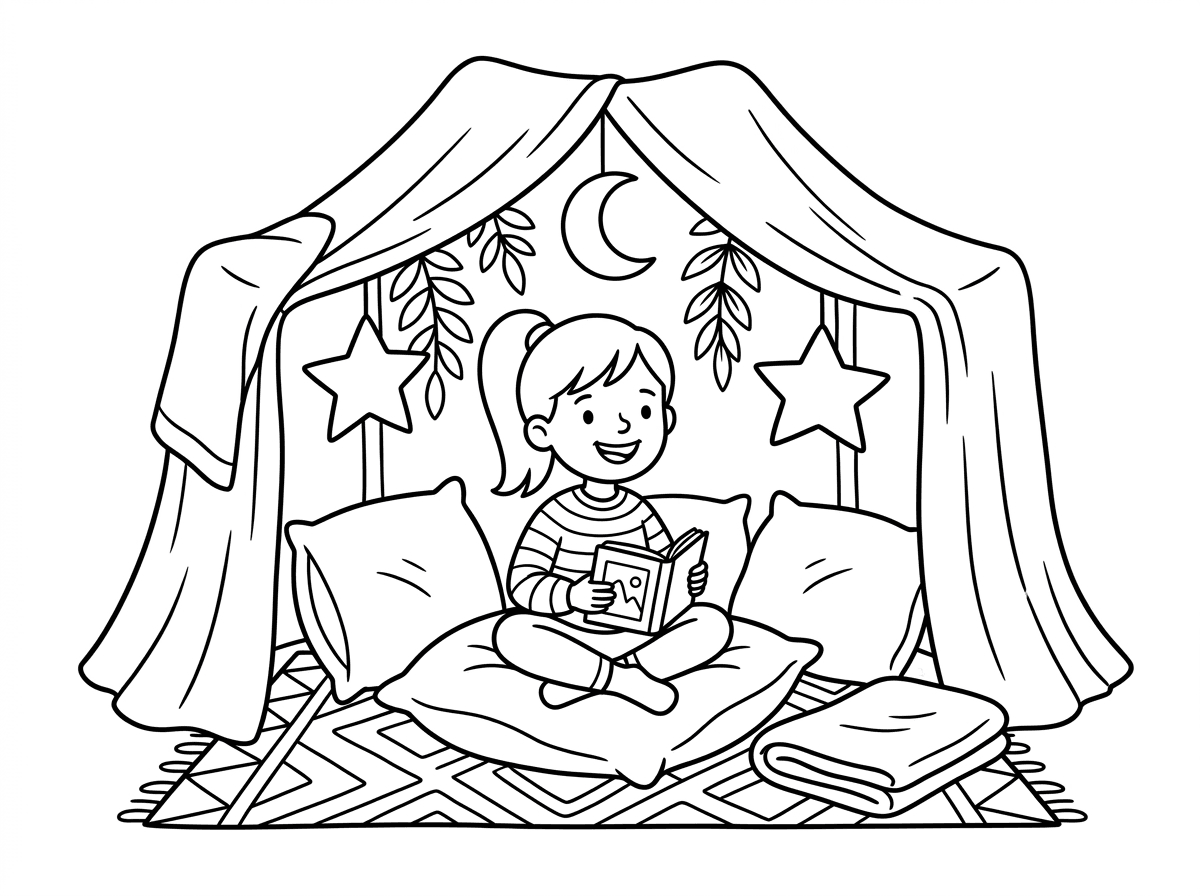 היי אפשר דף צביעה של ילדה במרחב מוגן