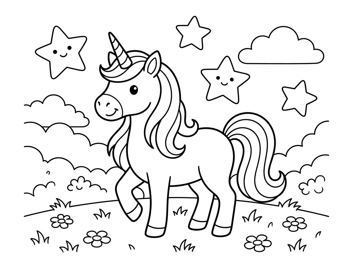 דף צביעה של חד קרן