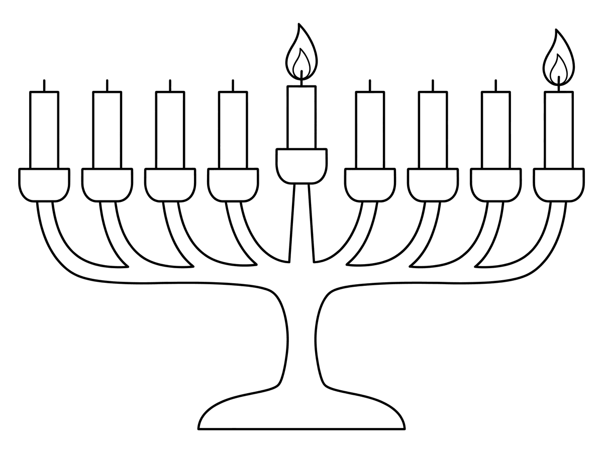 אני צריכה ציור של חנוכיה מינימליסטית, עם להבה על השמש ועל הנר הימני