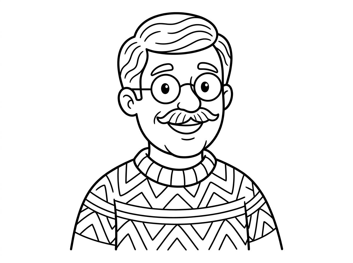 איש עם משקפיים ושפם מחייך