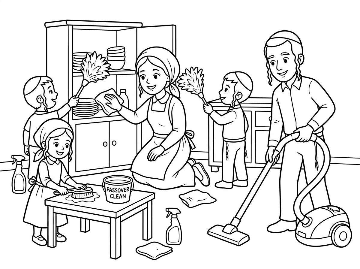 ילדים חרדים עוזרים להורים בניקיון לפסח