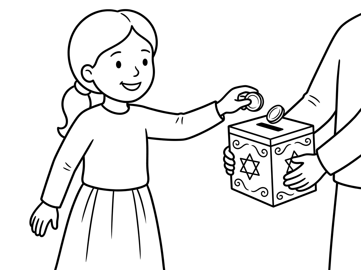 תיצור לי בבקשה דף צביעה של ילדה צנועה שמה צדקה