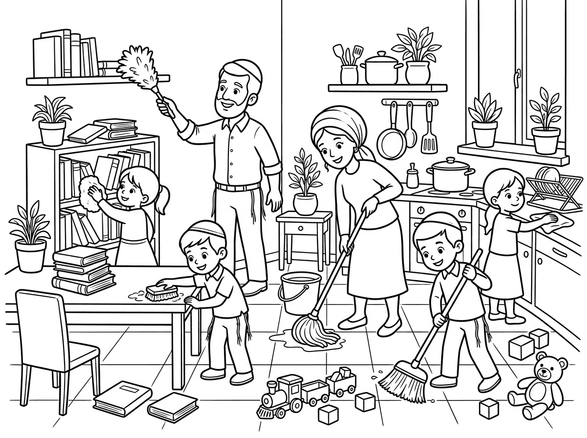 זה יפה, אבל אני רוצה שיראו בציור עוד פריטים, עוד ספרים, כלי מטבח, עציצים, משחקים על הרצפה.