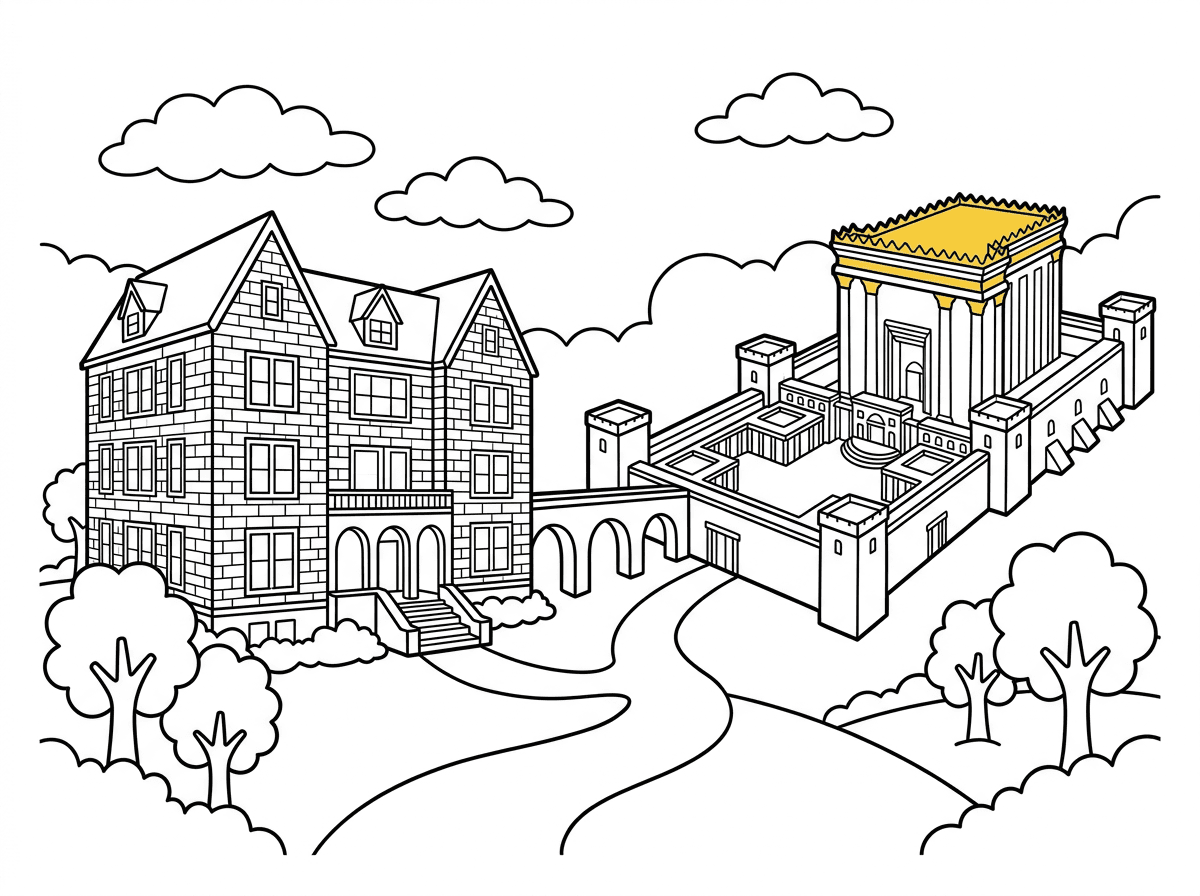 דף צביעה של 770 מחובר לבית המקדש