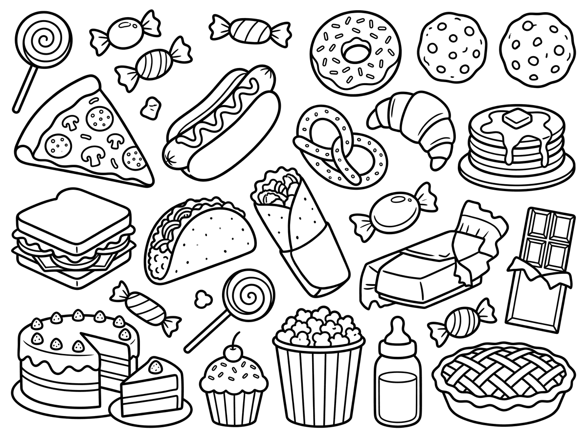 🥨🥞🥐🍕🌭🥪🌮🌯🍿🍫🍬🍭🍩🍪🎂🍼🧁🥧