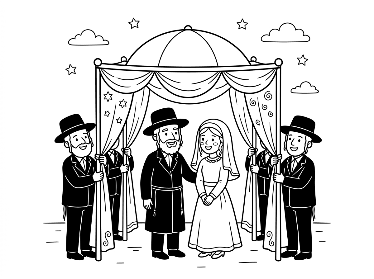 הי אשמח שתכין לי תמונה של חתן וכלה בחופה חסידית