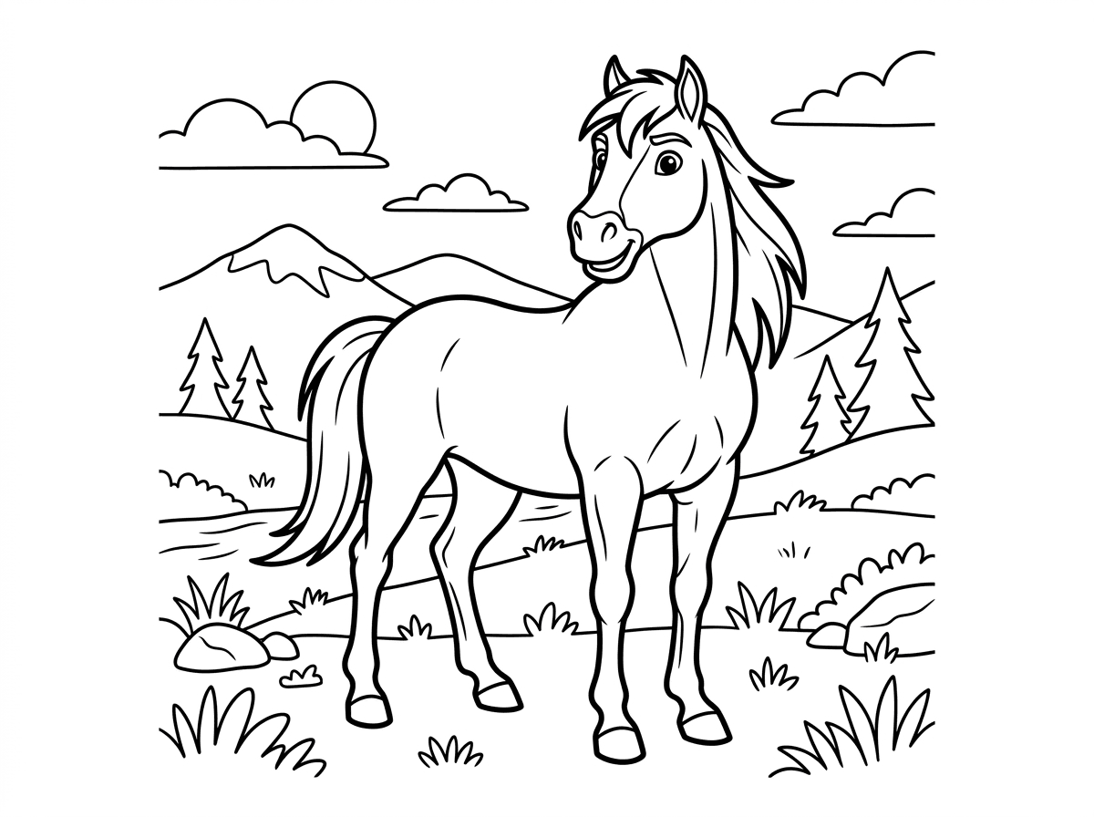 צור דף צביעה של סוס פרא הסרט