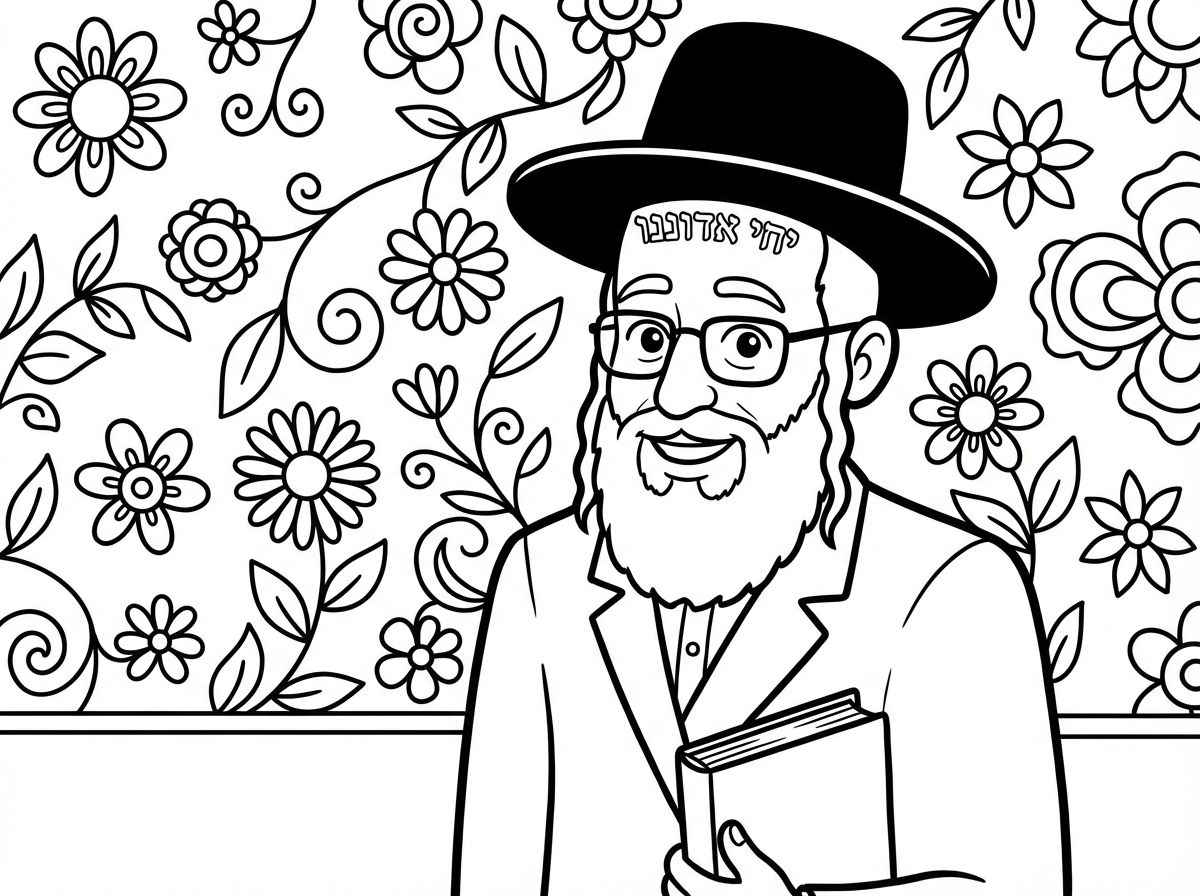 תוסיף כיתוב יחי אדוננו על הכיפה ותוסיף קישוטים של פרחים על הקיר