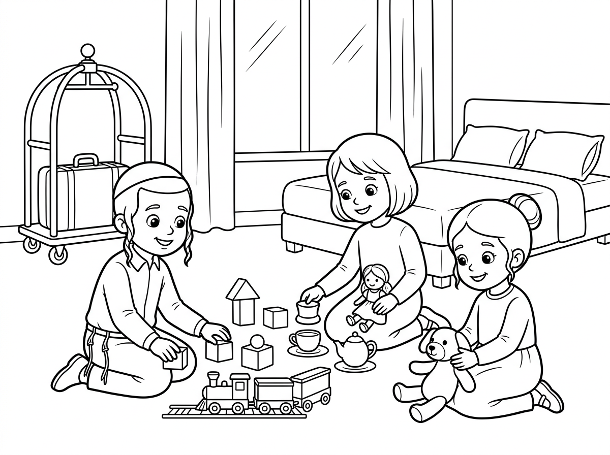 הילד חבדניק לא חרדי עם פאות 
הבת הגדולה עם שיער קצר והשניה עם קוקס