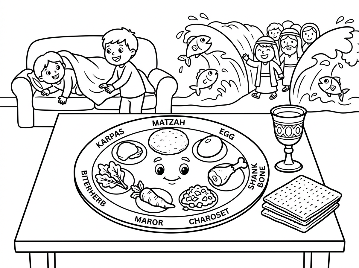 דף יצירה על פסח לגיל 6