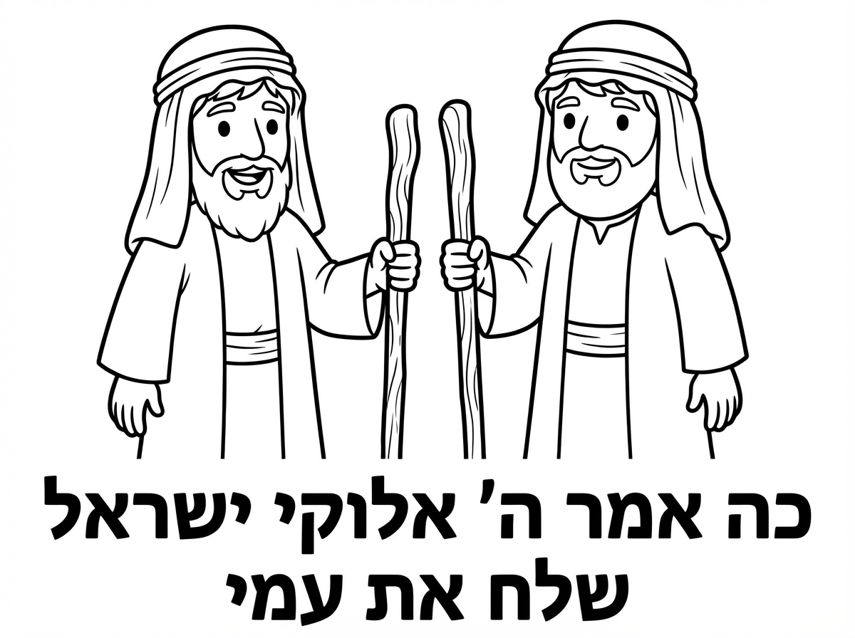 למשה ואהרון תוסיף כיסוי ראש של פעם, ותכתוב למטה - 'כה אמר ה' אלוקי ישראל שלח את עמי'