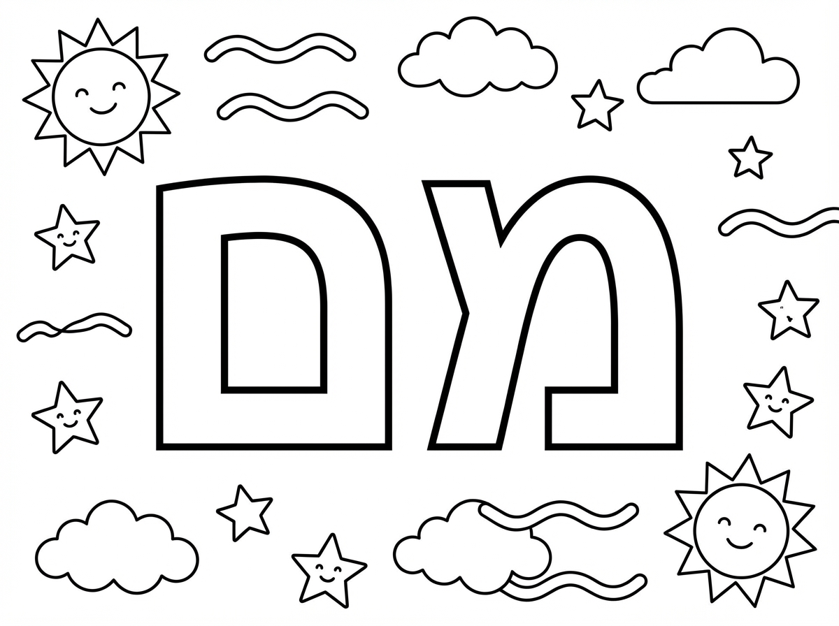 תכין לי דף עם האותיות: מ,ם. 
מוכנות לצביעה