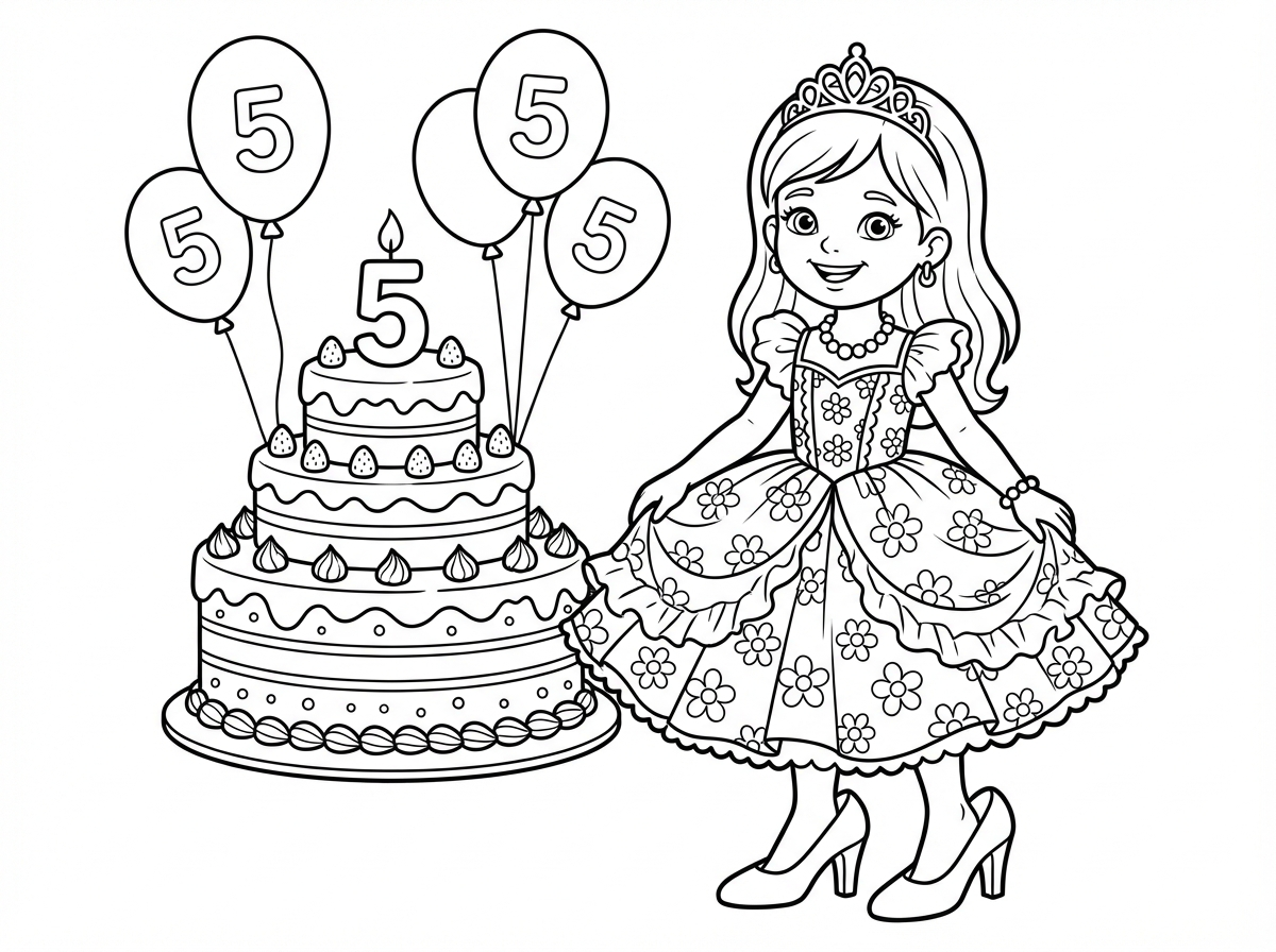 אני רוצה שתעשי לי תמונה של ילדה שיש לה.. ילדה עם תסרוקת מהממת מהממת מהממת, חגיגית כזאתי כמו של כלה. פנים עדינות ויפות. שמלה פורחת פורחת פורחת ממש, שיראו שהיא כאילו, כאילו היא כלה בחתונה. ממש כלה ארוכה. שמלה פורחת פורחת، נעלי עקב כאלה יפות. שמלה פורחת כזאתי, מקסי כזאתי, ונעלי עקב. תכשיטים: טבעת, צמיד, שרשרת, עגילים. אווירה של יום הולדת. עוגה, בלונים. בת חמש, היא חוגגת יום הולדת חמש ואביזר מהמם מהמם מהמם בשיער. והכל כמובן בסטייל. שמלה פורחת פורחת ממש ממש ממש, כאילו היא נראית כלה. מהמם, תודה רבה, מחכה.