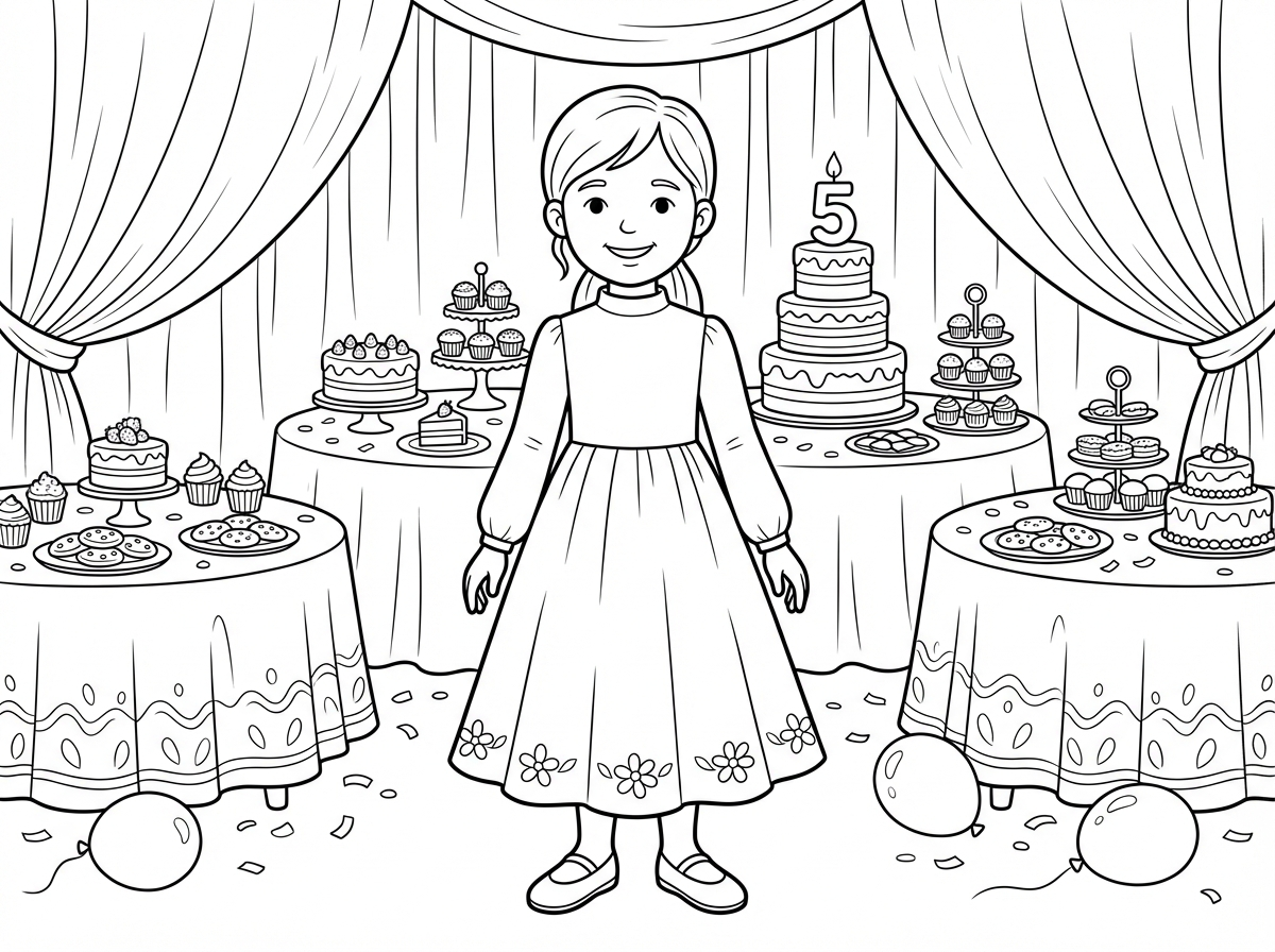 "אוקיי. אני רוצה לתקן פה כמה דברים. מאחורה, יהיו וילונות כאלה יפים ושולחנות עם עוגה, עם עוגות, עם צלחות ועוגות. כמו שזה נראה, כמו בת מצווה, אוקיי? פשוט יום הולדת חמש. שהילדה תהיה צנועה. זה אומר, לכסות את השרוולים, לכסות עד למטה ושלא יהיו יותר מדי פרחים, שהילדה לא תראה יותר מדי, שהשמלה תהיה חלקית. ואפילו לא חייבת לגעת בשמלה. אם עכשיו והנעליים שהן לא תואמות לילדה קטנה. הילדה הזאת נראית כאילו היא לקחה את הנעלי עקב האלה לאמא שלה."