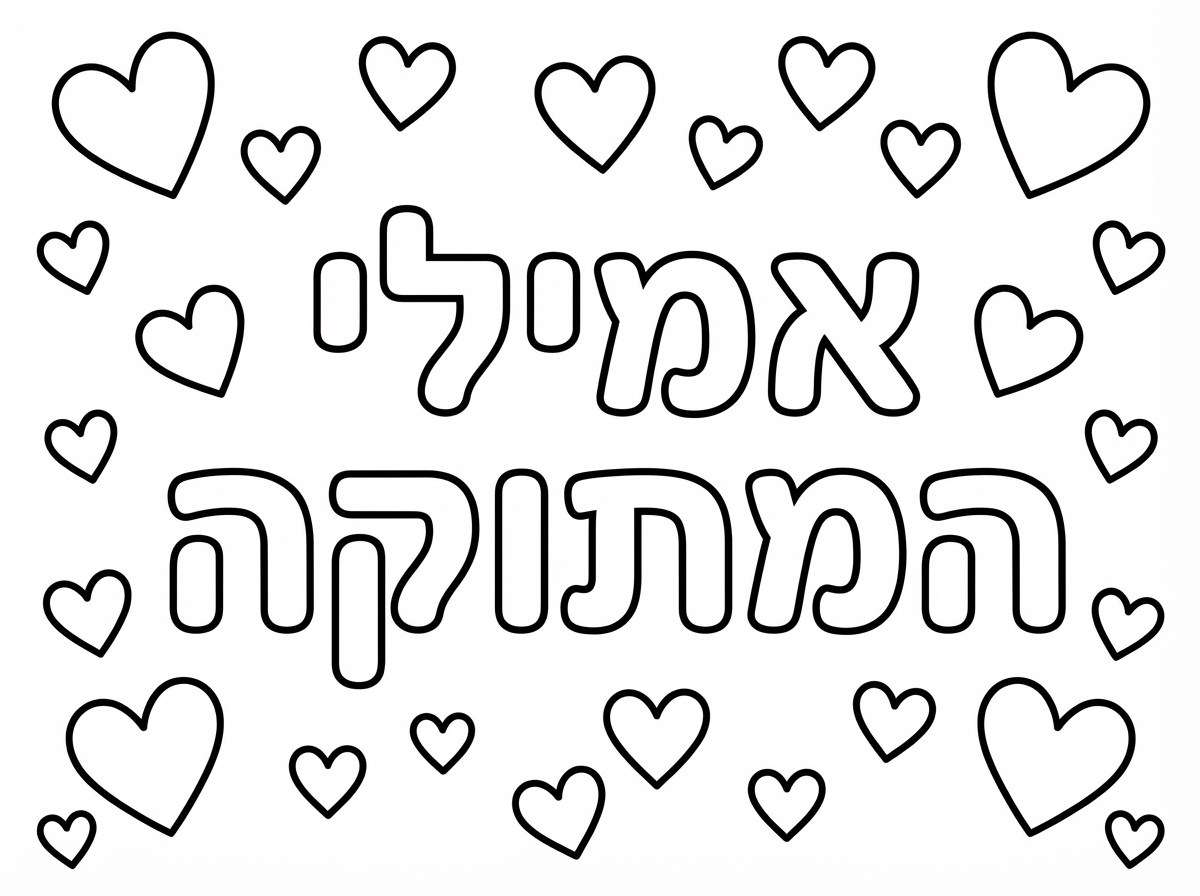 תוכל להכין לי דף צביעה שכתוב בפנים אמילי המתוקה ומסביב לבבות?
