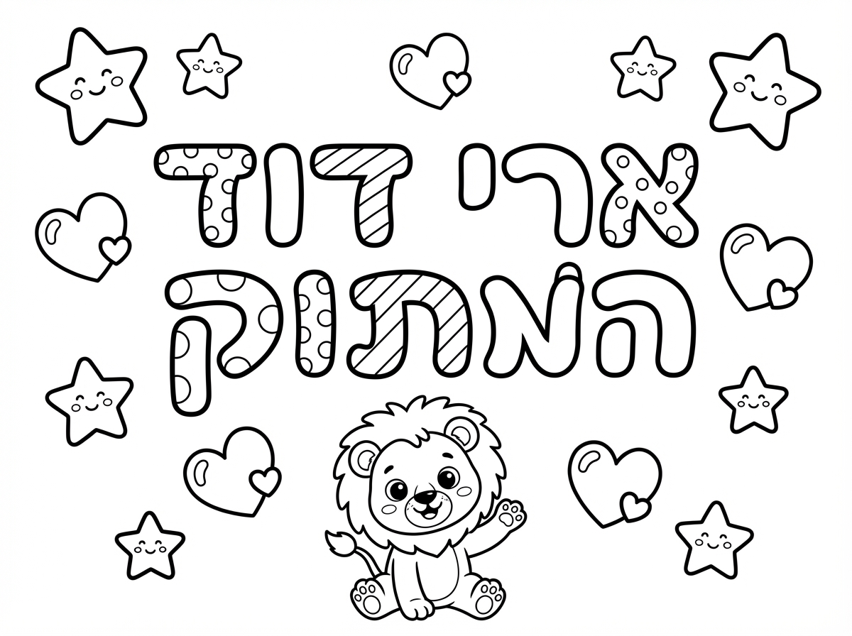 התכוונתי דף צביעה שכתוב בו בגדול ארי דוד המתוק