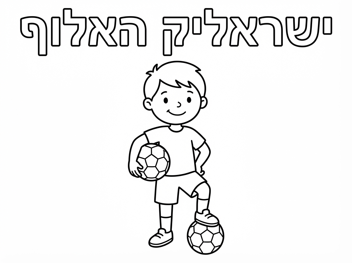 תכין לי דף צביעה בו יהיה כתוב
ישראליק האלוף
עם כדור רגל מסביב