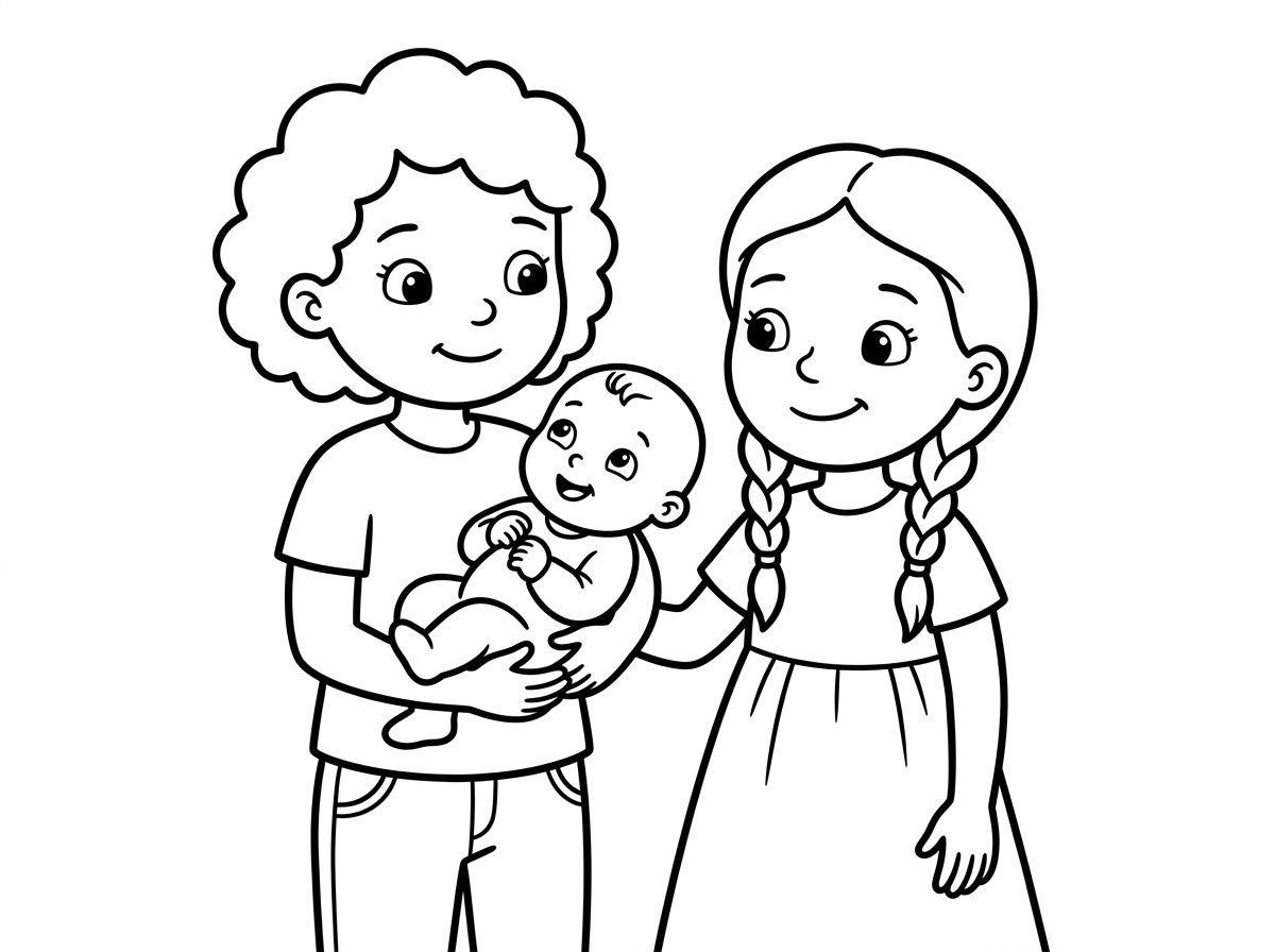 שהילדה  השניה מחזיקה את התינוק