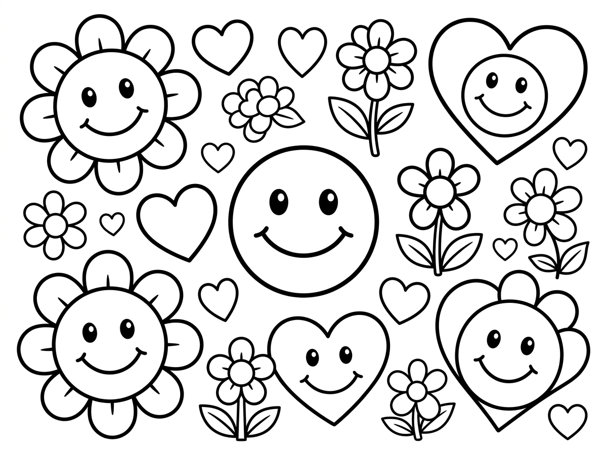 חיוכים, לבבות, פרחים.