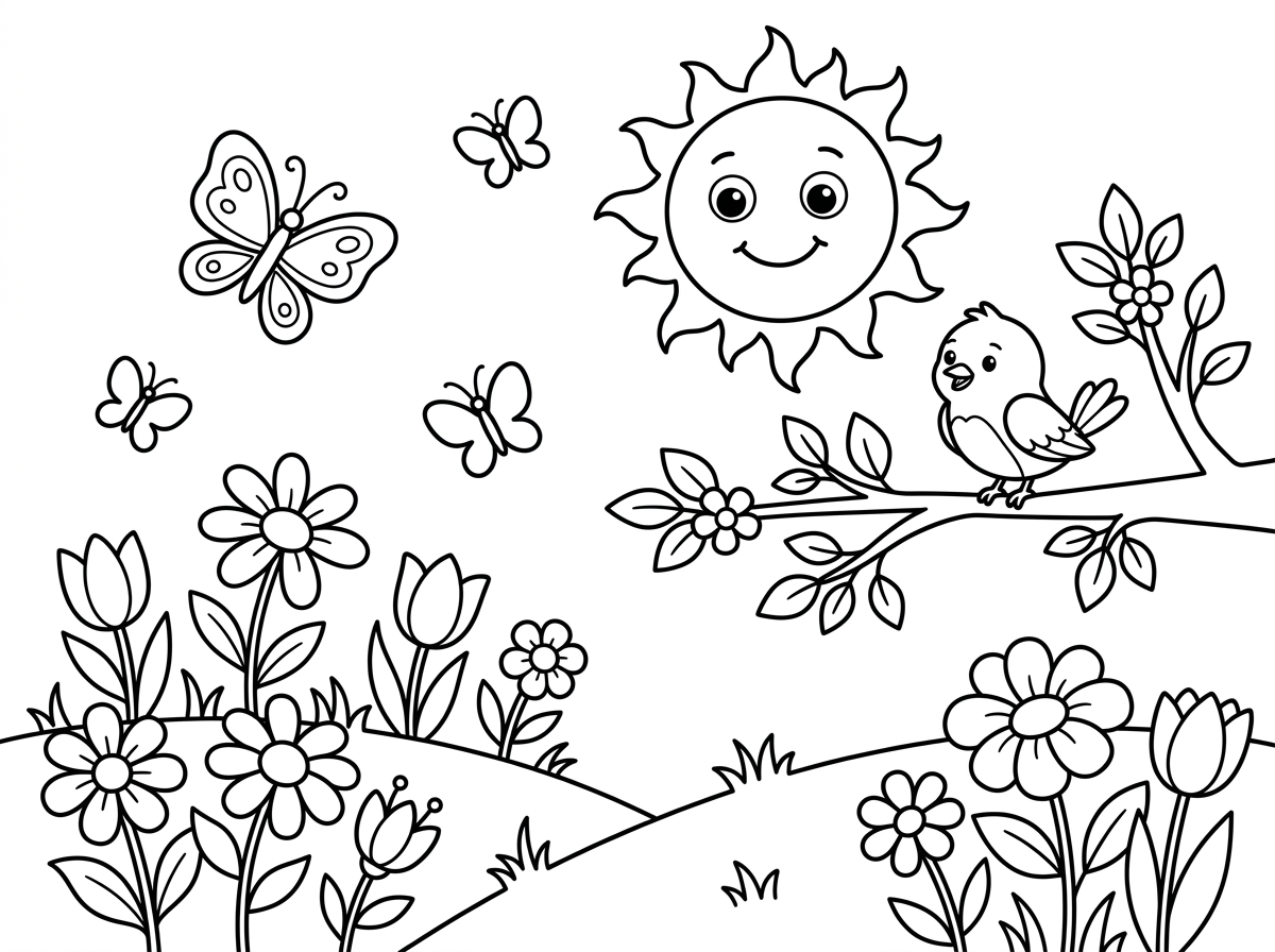 אני רוצה דף צביעה שמתאים לאביב