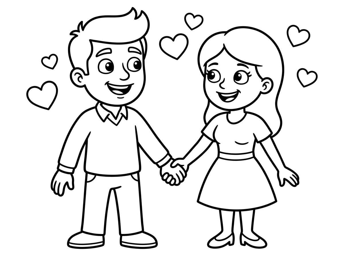 תיצור לי דף צביעה של זוג מאוהב