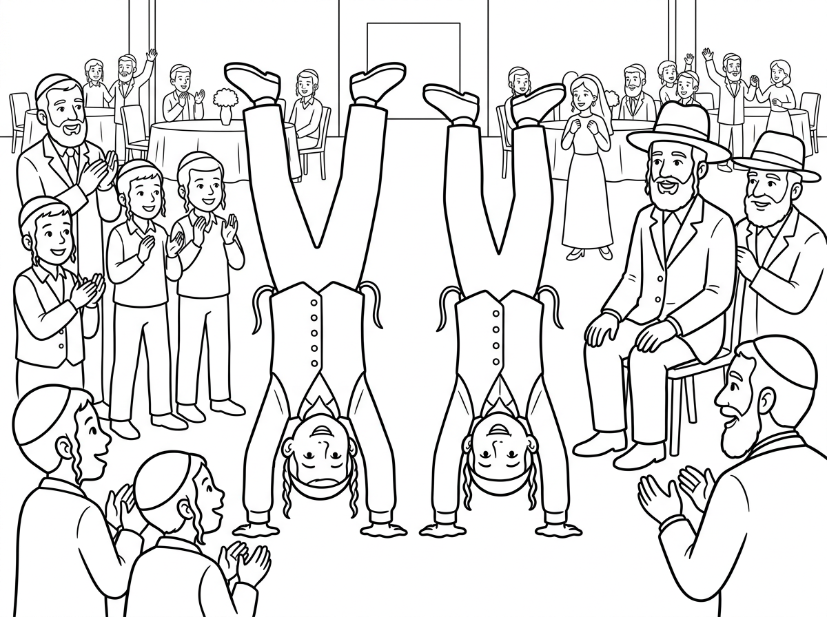 חתן עם מגבעת ואף אחד לא לא עם פאות ארוכות כולם עם פאות עד האוזן