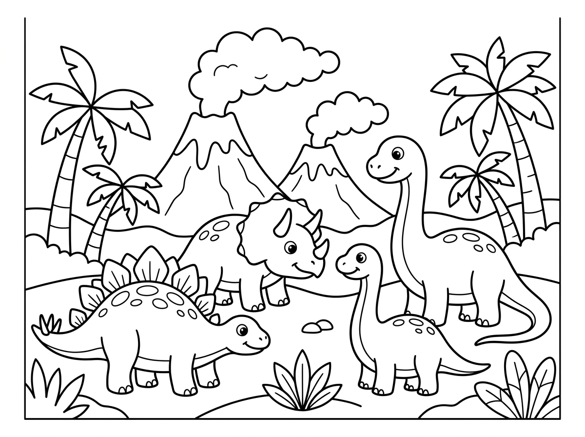 תכין לי דף צביעה לילדים עם דינוזאורים