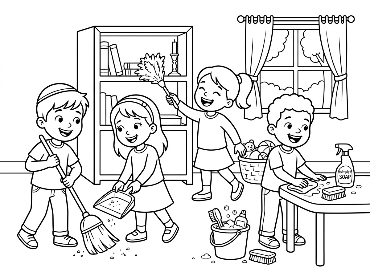 תמונה שילדים מנקים לפסח