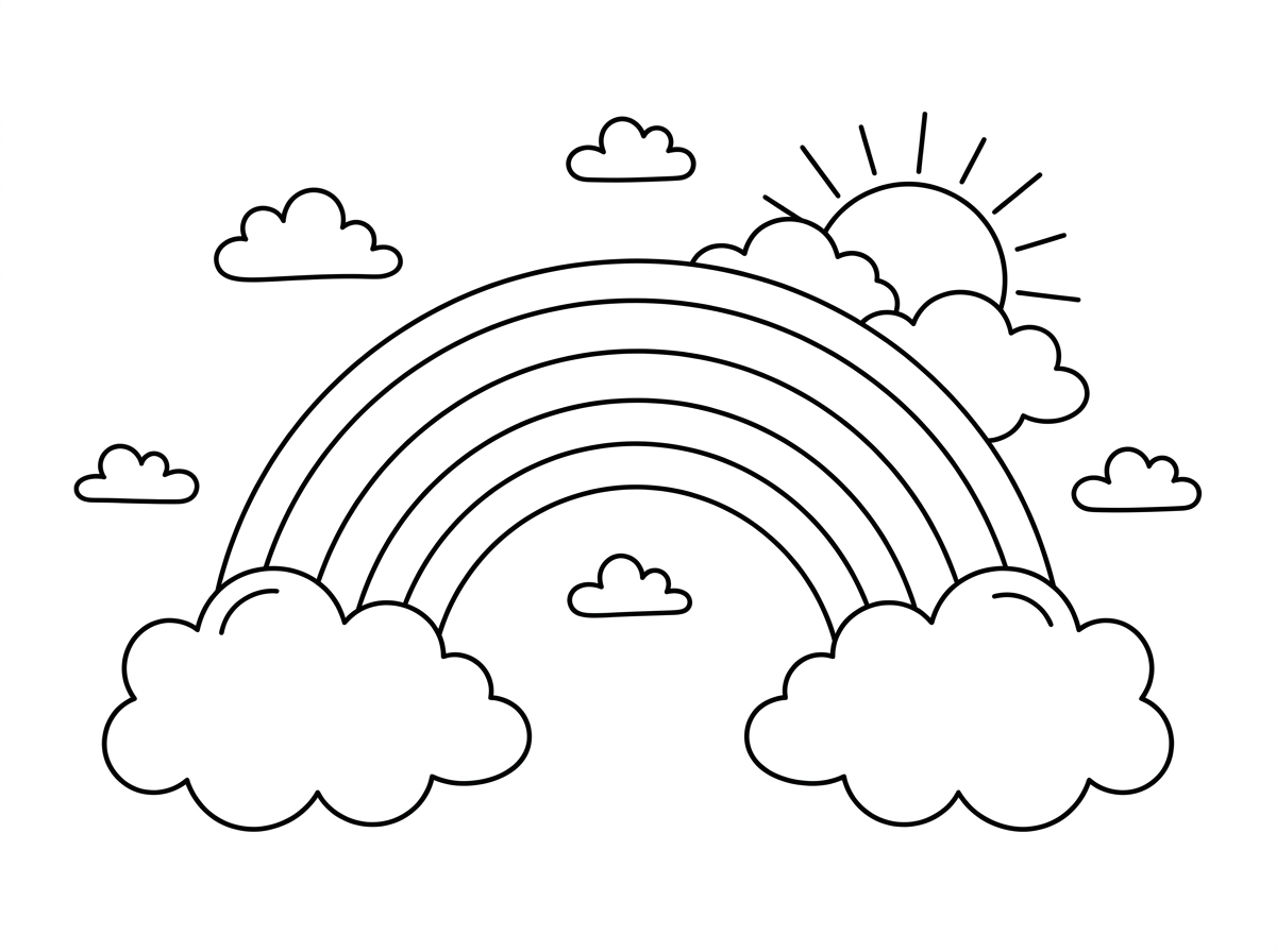 קשת בענן עם שמים ועננים